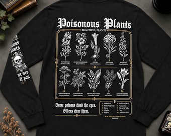 Poisonous plants Gothic Botanical Illustration tee Dark Academia Shirt  Vintage Apothecary Aesthetic long sleeve T-Shirt