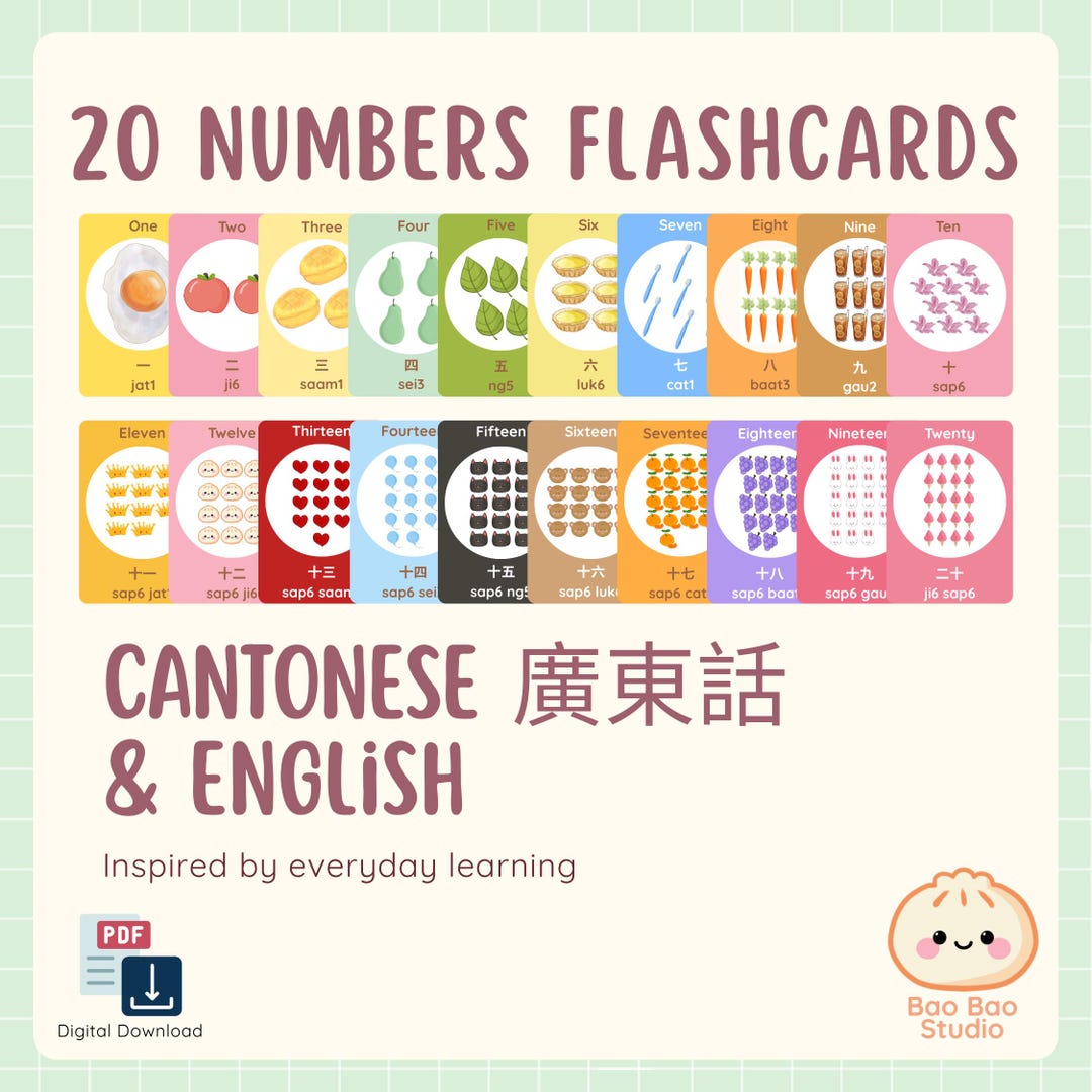 Cantonese Numbers Flashcards | English, Traditional Chinese & Jyutping ...