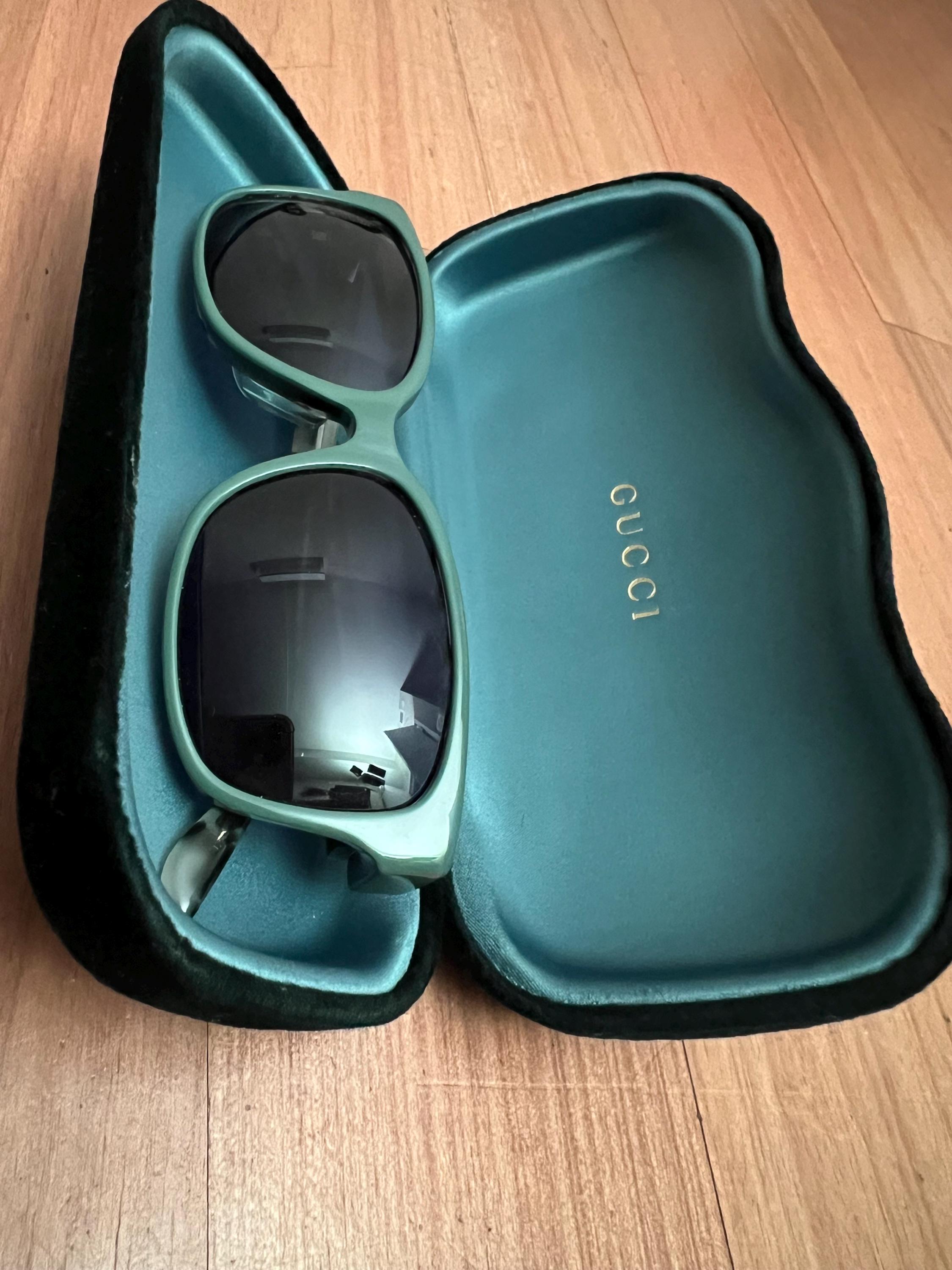 Gucci Teal Velvet sunglasses Case GUCCI Velvet Clamshell Storage Case Sunglasses Eyeglasses  main image 3