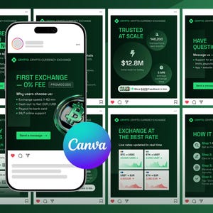 Cryptocurrency Exchange Services Instagram Post for Canva
