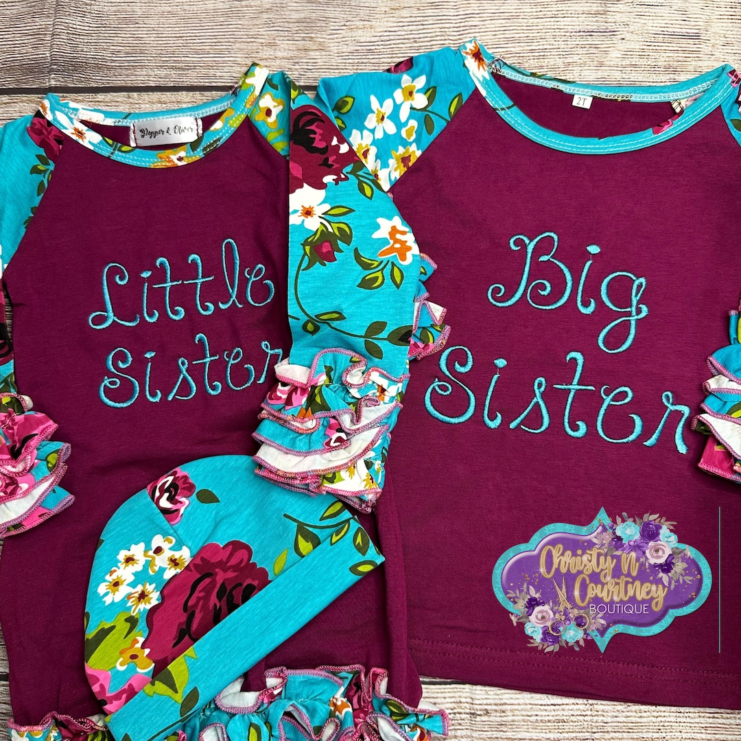 Welcome Home Outfit Big Sister and Little Sister Shirt Set Little Sister Gown Coming Home Outfit Matching Sisters Going Home Outfit Etsy