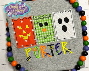 Halloween Embroidered Shirt, Toddler Halloween, Boy Halloween Shirt, Girl Halloween Shirt, Halloween Paper Sack, Frankenstein, Halloween