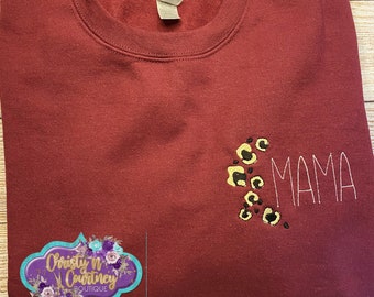 Cheetah Frame Monogrammed Sweatshirt, Monogram Shirt, Leopard Monogrammed Shirt, Leopard Shirt, Gift for Her, Leopard Print Monogram, Mama