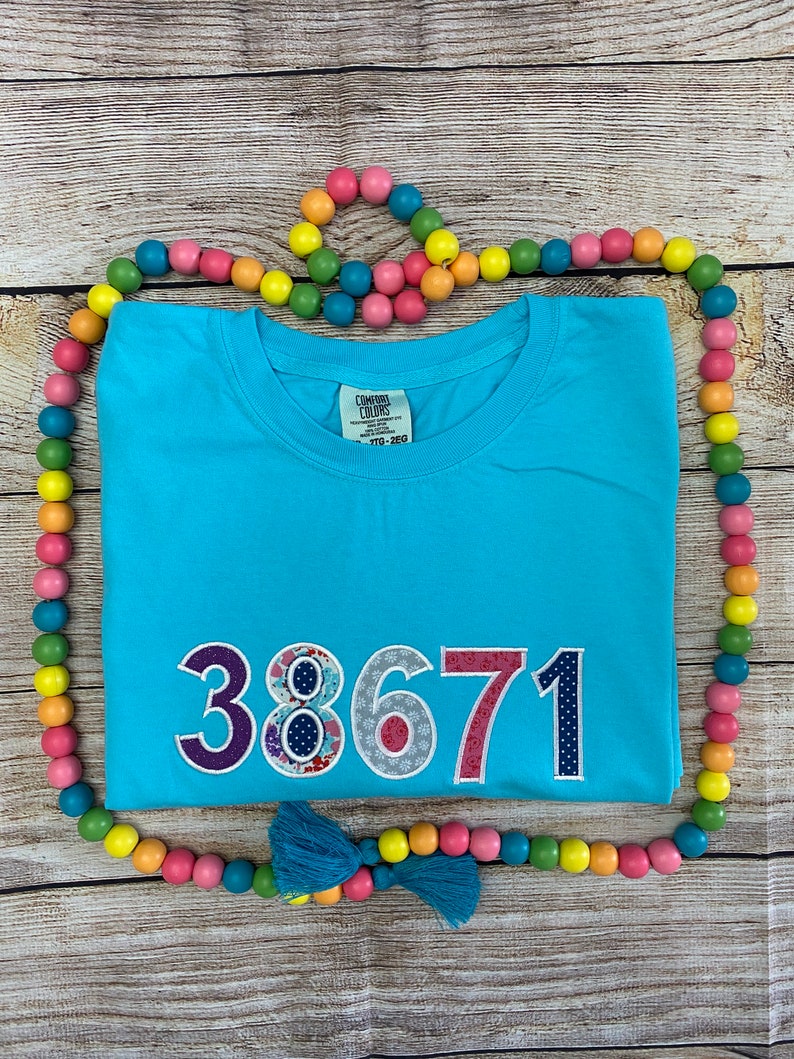 Your Zip Code Tshirt Zip Code Numbers Fabric Letter Graphic Etsy