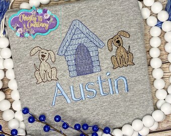 Puppy Dog Sketch Shirt, Dog Shirt, Animal Shirt, Puppy Shirt, Doggy Shirt, Doghouse Shirt, Puppy Trio,  Personalized Dog Shirt, Dog
