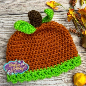 Pumpkin Hat - Baby Pumpkin Hat - Infant Pumpkin Hat - Crochet Pumpkin Hat - Crochet Baby Hat - Fall, Autumn, Halloween, Newborn Photo Prop