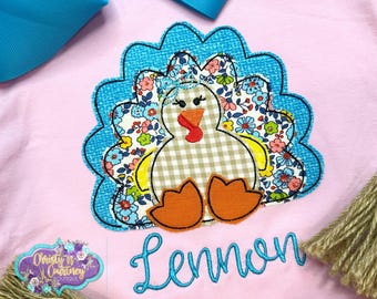Girls Floral Fall Thanksgiving Turkey Shirt, Turkey Shirt, First Thanksgiving Shirt, Personalized Shirt, Turkey Shirt, Pumpkin Patch Shirt