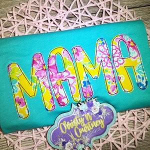 Appliqué Name Shirt, Mama Shirt, Gift for Mom, Mommy Shirt, Personalized Mama Shirt, Mom Life, Simple Mama Top, Floral Mama Applique T-shirt