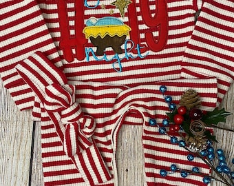 My First Christmas Outfit, Infant Christmas Set, Baby Christmas Outfit, Personalized Christmas Outfit, Christmas Outfit &Matching Headband