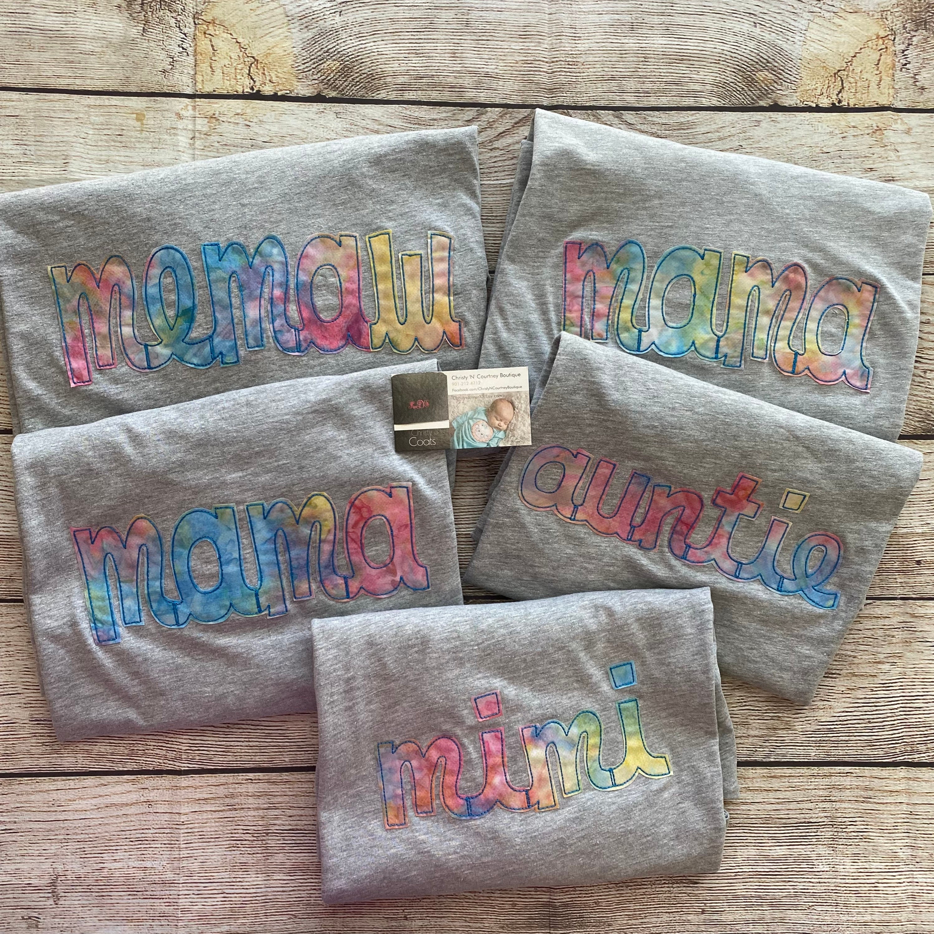Appliqué Name Shirt, Mama Shirt, Mimi Shirt, Auntie Shirt, Grandma Shirt, Mommy Shirt, Personalized Name Shirt, Mom Life