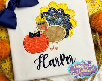 Thanksgiving Applique Shirt, Turkey Shirt, Thanksgiving Shirt, Personalized, Turkey Applique Shirt, Girls, Toddler, Baby, Personalized