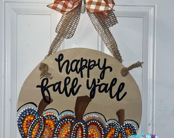 Pumpkin Door Hanger, Fall Door Hanger, Hello Fall, Fall Decor, Happy Fall Y’all, Fall Wreath, Door Hangers, Fall Front Door Decor, Pumpkin