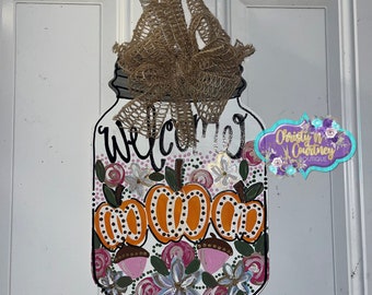 Pumpkin Door Hanger, Fall Door Hanger, Hello Fall, Fall Decor, Happy Fall Y’all, Fall Wreath, Door Hangers, Fall Front Door Decor, Pumpkin