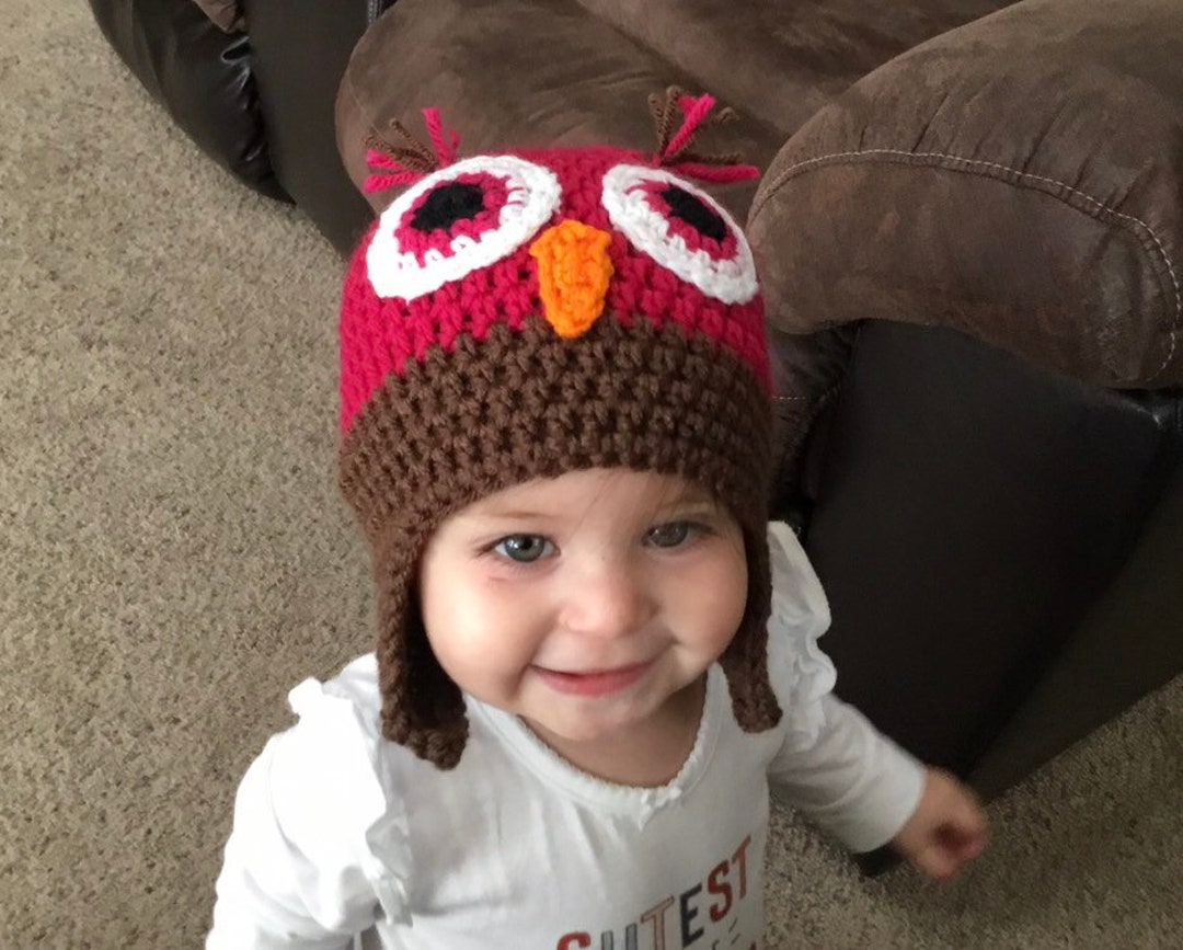 Pink Brown Owl Hat Crochet Owl Hat Crochet Baby Hat - Etsy