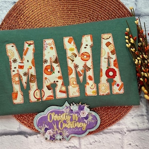 Appliqué Name Shirt, Mama Shirt, Gift for Mom, Mommy Shirt, Personalized Mama Shirt, Mom Life, Simple Mama Top, Floral Mama Applique T-shirt