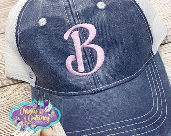 Ladies Monogram Baseball Cap, Monogrammed Baseball Hat, Monogrammed Baseball Cap, Embroidered Monogram Hat, Personalized Vacation Beach Hat