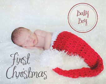 Santa Claus Hat, Christmas Hat, Newborn Photography Prop, Baby Girl, Baby Boy, Crochet Santa Hat, Crochet Christmas Hat, Baby Hat