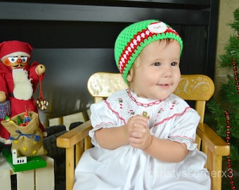 Crochet Baby Hat, Christmas Crochet Hat, Infant Girl Photo Prop, Girl Newborn Hat Photo Prop, Toddler Girl Hat, Infant Baby Hat