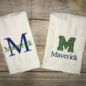 Set of 2 Monogrammed Burp Cloths, Newborn, Monogram Burp Cloth, Boy Burp Cloth, Embroidered Burp Cloth, Baby Shower Gift, Personalized Gift