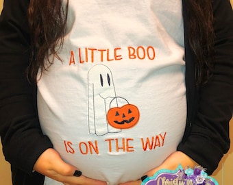 Halloween Shirt, Little Boo is on the Way, Mommy to Be Shirt, Ghost Shirt, Pumpkin Shirt, Maternity Shirt, Pregnancy Shirt, Hello Pumpkin