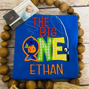Fish Birthday Shirt, Fishing First, Gone Fishing Birthday Shirt, Fishing Theme Birthday, Applique Birthday Shirt, The Big One