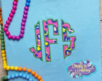 Monogram Sweatshirt, Leopard Applique Sweatshirt, Monogrammed Sweatshirt, Preppy Sweatshirt, Monogram T-shirt, Leopard Applique T-shirt