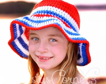 Crochet Sunhat for babies - toddler sunhat - child beach hat - wide brim hat - floppy hat - toddler hat - bucket hat