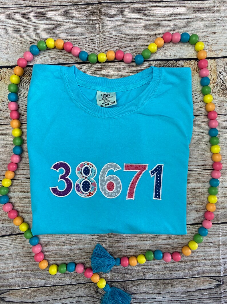 Your Zip Code Tshirt Zip Code Numbers Fabric Letter Graphic Etsy