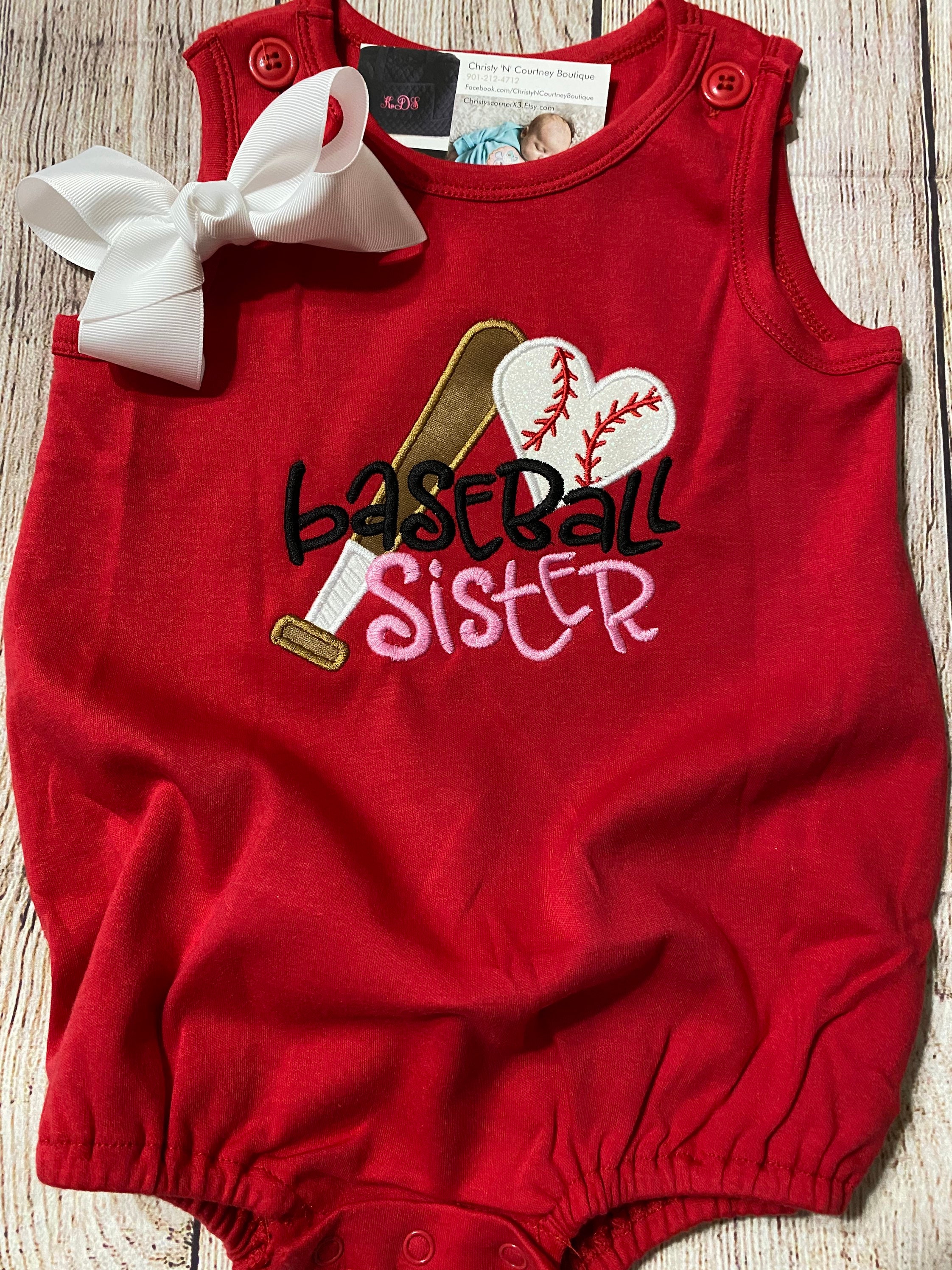 Baseball Heart Baseball Sister Little Sister Applique | Etsy