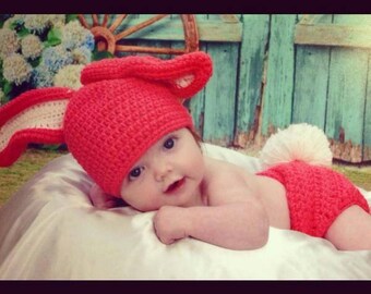 Pink and White Bunny Outfit - Photography Prop - Crochet Bunny Hat - Newborn Bunny Easter Set - Easter Rabbit Hat - Baby Boy