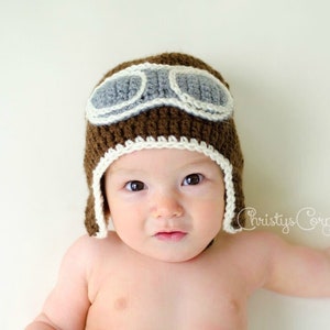 Crochet Aviator Hat, Aviator Pilot Hat, Baby Boy Hat, Toddler Hat, Newborn Hat, Crochet Baby Hat