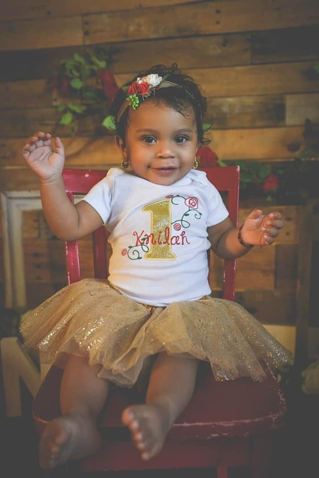 Rose Birthday Shirt Girls Flower Birthday Shirt 1st Birthday Etsy