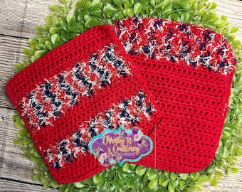 Scrub it Dischrag Crochet Dishcloths Washcloths Cotton Dish Rags Set of 2 Housewarming Gift  Eco Friendly