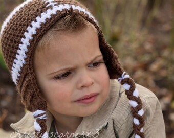 Baby football hat, crochet football hat with earflaps, newborn photo prop, toddler football hat, baby boy football hat, football hat