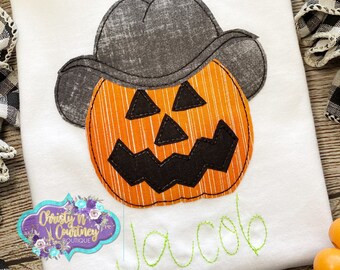 Personalized Appliqué Pumpkin Shirt, Fall Appliqué Shirt, Halloween Shirt, Personalized Fall Shirt, Pumpkin Shirt with Name, Jack O Lantern