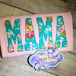 Appliqué Name Shirt, Mama Shirt, Gift for Mom, Mommy Shirt, Personalized Mama Shirt, Mom Life, Simple Mama Top, Floral Mama Applique T-shirt