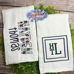 Set of 2 Monogrammed Burp Cloths, Newborn, Monogram Burp Cloth, Boy Burp Cloth, Embroidered Burp Cloth, Baby Shower Gift, Personalized Gift