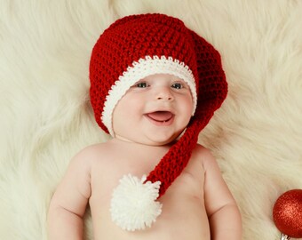 Santa Claus Hat, Christmas Hat, Newborn Photography Prop, Baby Girl, Baby Boy, Crochet Santa Hat, Crochet Christmas Hat, Baby Hat