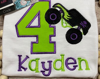 Big Truck Birthday Shirt, Custom Birthday Shirt, Personalized Birthday Shirt, Boy Birthday, Applique Birthday Shirt