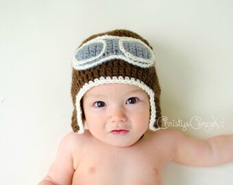 Crochet Aviator Hat, Newborn Aviator Hat, Baby Pilot Hat, Crochet Aviator Hat,  Baby Aviator Hat , Aviator Hat, Hat With Goggles, Pilot Prop
