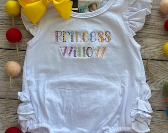 Personalized Bubble, Baby Bubble, Ruffle Bubble, Monogrammed Bubble, Girls Sunsuit, Summer Outfit, Personalized Romper, Monogram Outfit