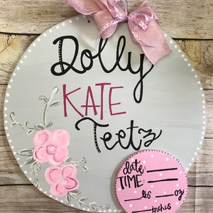 Hospital Door Hanger, Hospital Door Wreath, Girl Floral Nursery Sign, Birth Stats, Announcement Sign, Baby Girl Announcement