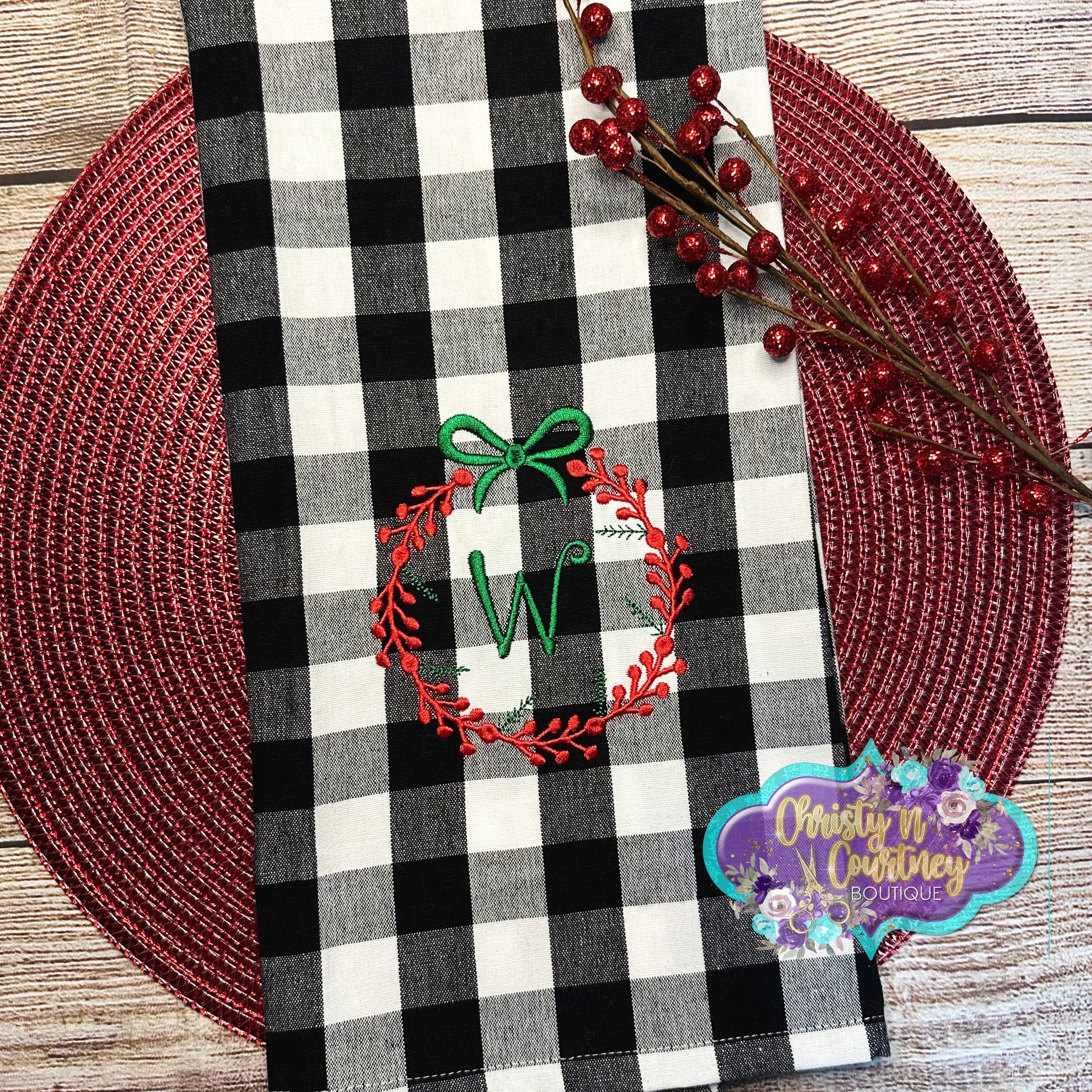 1PCS Kitchen Towels Tea Towel, Heart Shape Red Buffalo Plaid