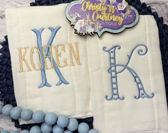Burp Cloth Set, Set of 2 Monogram Burp Cloth Set, Monogram Burp Cloth, Boy, Baby Shower Gift, Personalized Burp Cloth Set, Boy Baby Gift