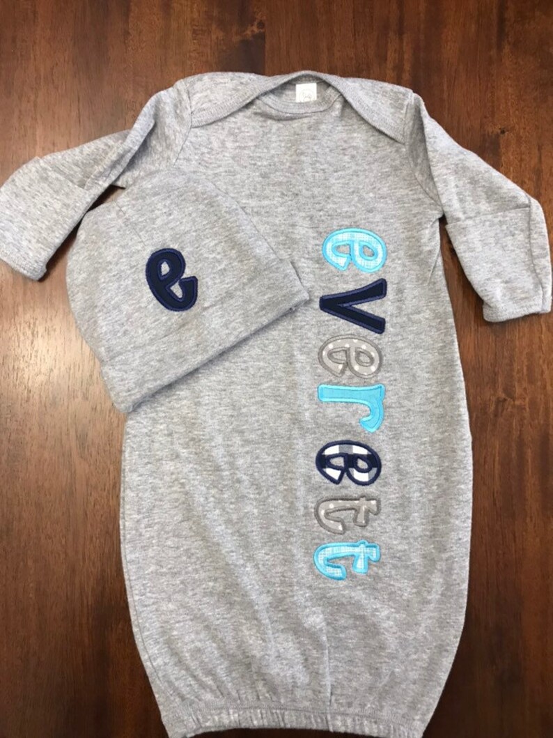 Personalized Baby Gown and Hat Set Baby Boy Coming Home Etsy