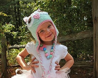 Crochet Baby Hat - Crochet Child Owl Hat - Owl Hat  - Newborn Photo Prop - Baby Girl - Toddler Hat - Crochet Owl Hat - Baby Photo Prop