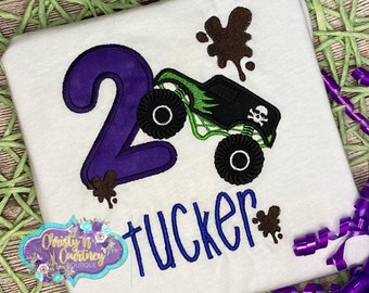 Big Truck Birthday Shirt, Custom Birthday Shirt, Personalized Birthday Shirt, Boy Birthday, Applique Birthday Shirt