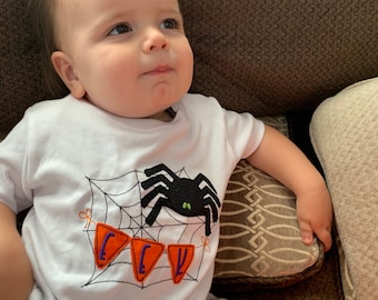 Spider Appliqué Halloween Shirt, Personalized Appliqué Spider Shirt, Halloween Shirt, Personalized Spider Shirt, Personalized Halloween