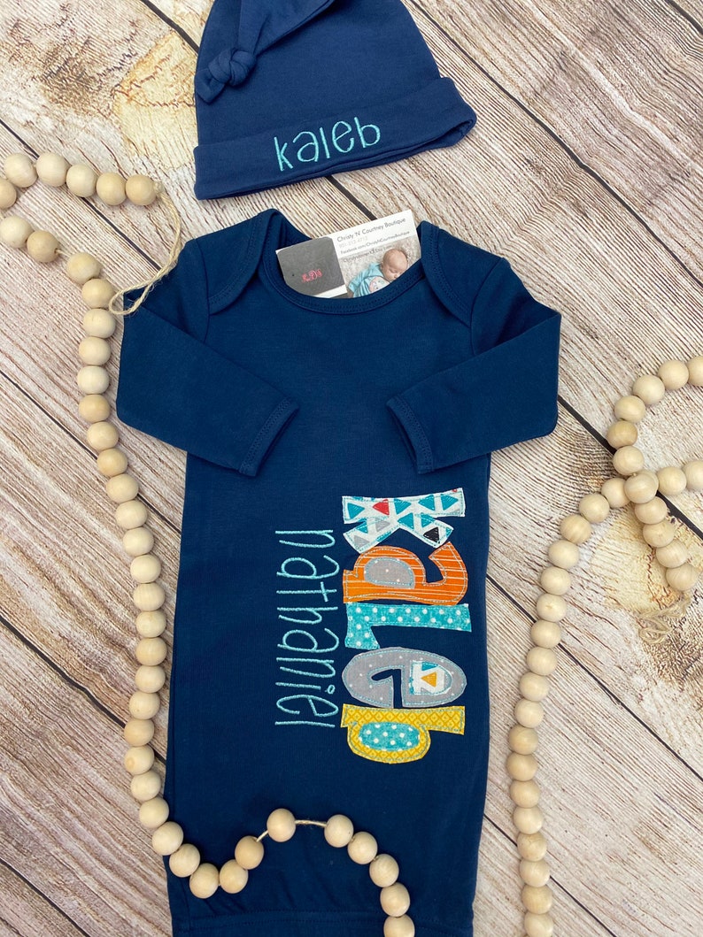Personalized Baby Gown and Hat Set Baby Boy Coming Home Etsy
