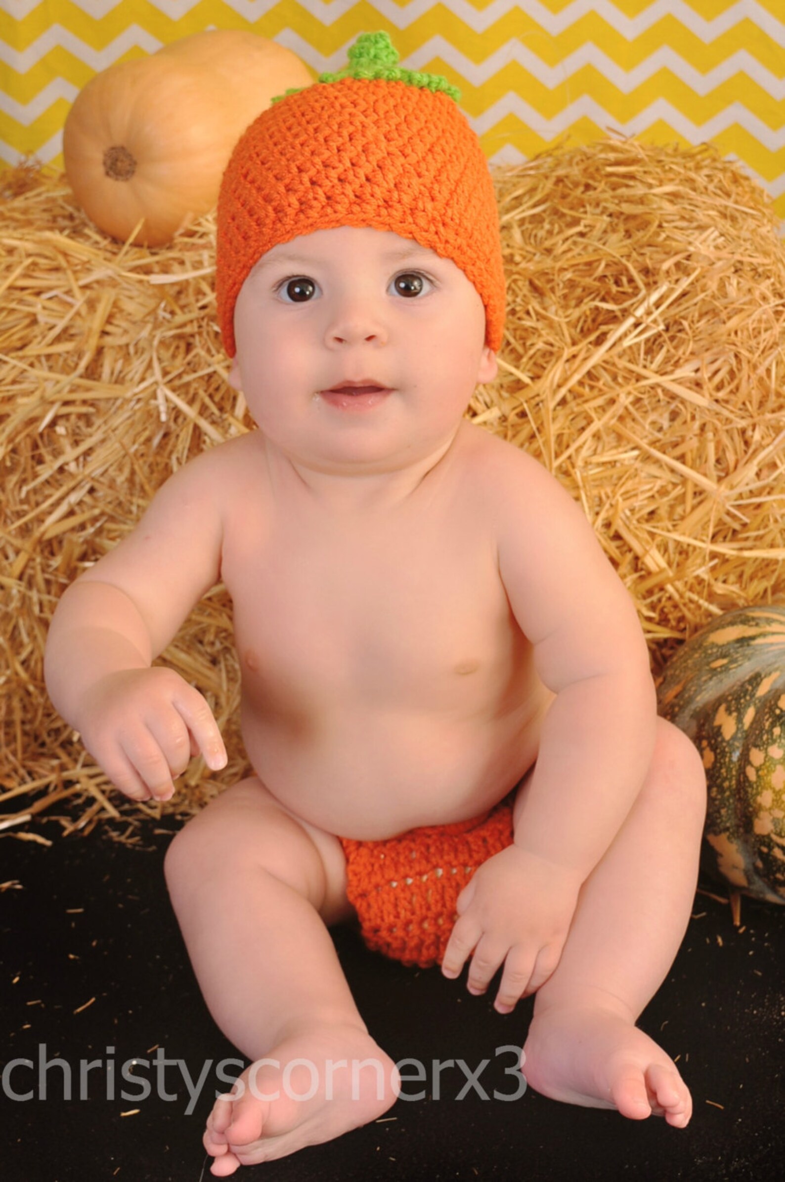 Crochet Pumpkin Hat / Newborn Pumpkin Hat / Baby Pumpkin / Etsy